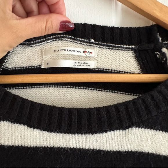 Anthropologie Rebekah Tunic Sweater Parisian Black and White Stripes Medium - Picture 7 of 9